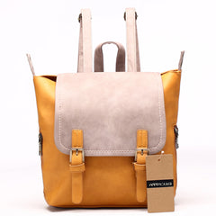 New Fashion PU Leather Patchwork Backpack Yellow