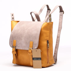 New Fashion PU Leather Patchwork Backpack Yellow