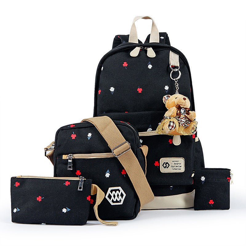 AnnaMouler High Quality Backpack Set for Girls Black