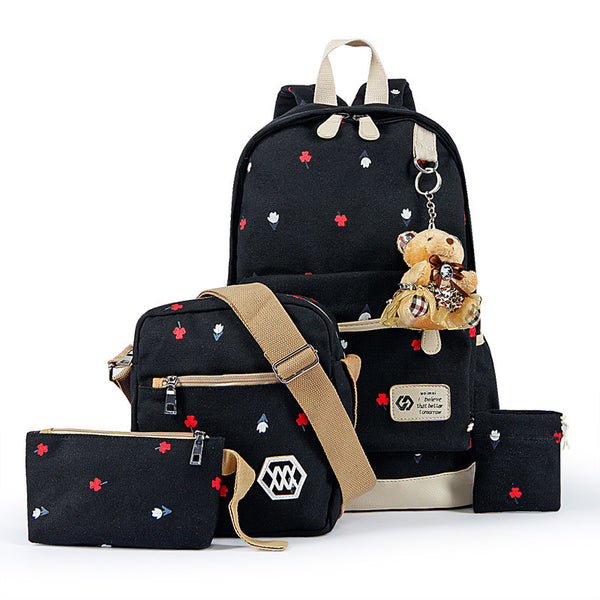 AnnaMouler High Quality Backpack Set for Girls Black