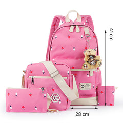 AnnaMouler High Quality Backpack Set for Girls Pink